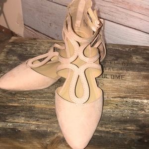 Lauren Conrad pink “suede” dressy flats